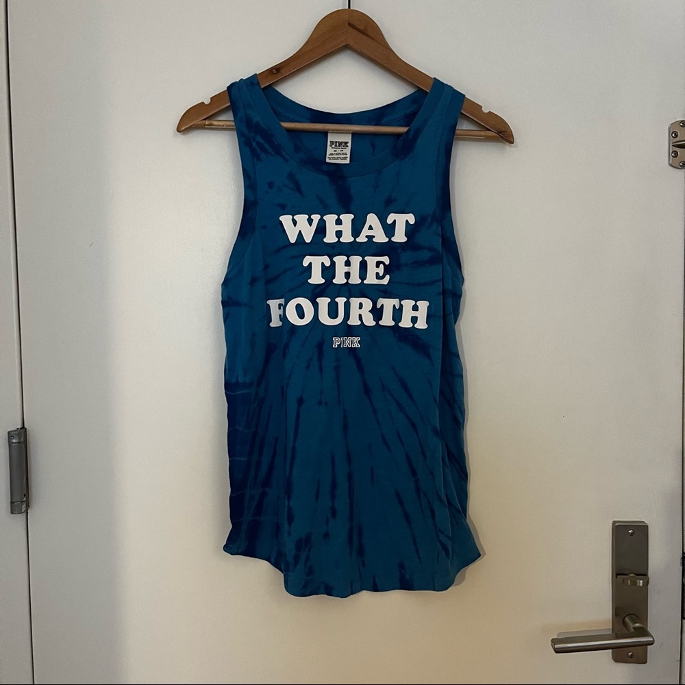 Victoria’s Secret PINK “What The Fourth” Tie -Dye Tank Top - Picture 2 of 3